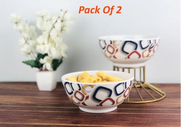 Go Hooked Printed Designer Melamine Soup Bowls/Cereal Bowls/Snacks Bowls/Mixxing Bowls/Salad Bowls/Fruit Bowls-400ml-Pack of 2 - 400 ml, Melamine, Bowl, Pack of2